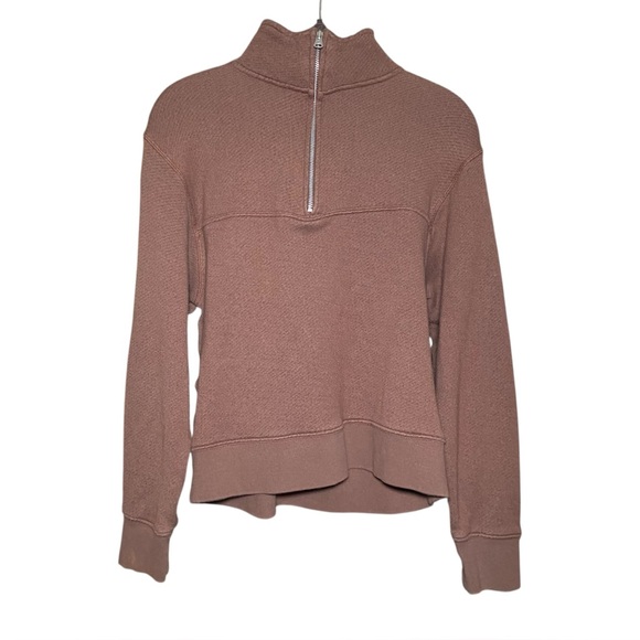 Jenni Kayne Half Zip Pullover Sweatshirt XS Neutral Brown - Picture 3 of 7
